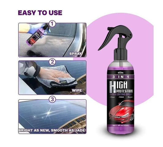 3 In 1 High Protection Fast Car Ceramic Coating Spray, Plastic Parts Refurbisher, Fast Fine Scratch Repair, Car Scratch Repair Spray, 200Ml, Pack Of 2